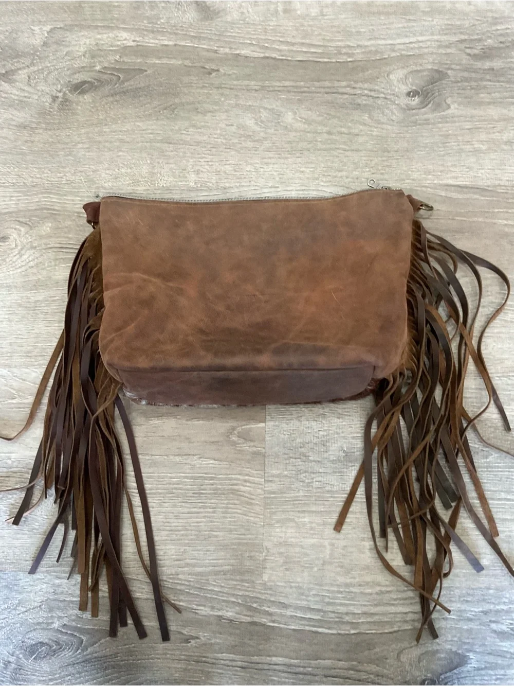 Fringe Cowhide Crossbody Bag in Brown and Yellow